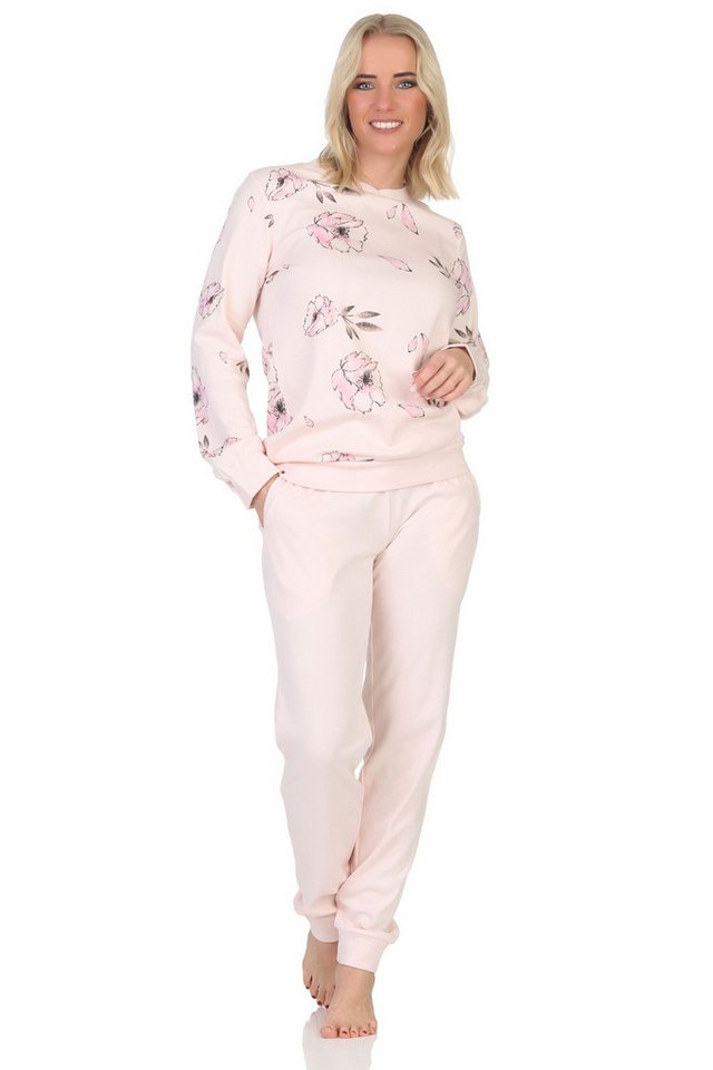 Normann Pyjama Damen Interlock Pyjama lang mit Bündchen - auch in Übergrößen von Normann