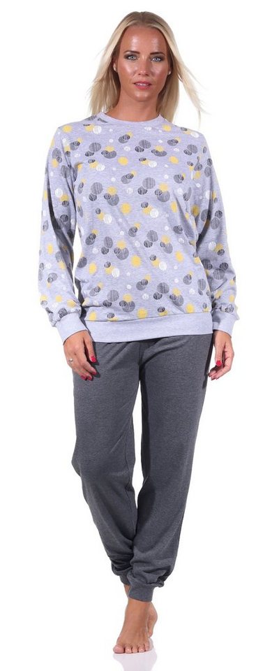 Normann Pyjama Damen Schlafanzug mit Bündchen in Tupfen / Punkte Optik - 212 750 von Normann