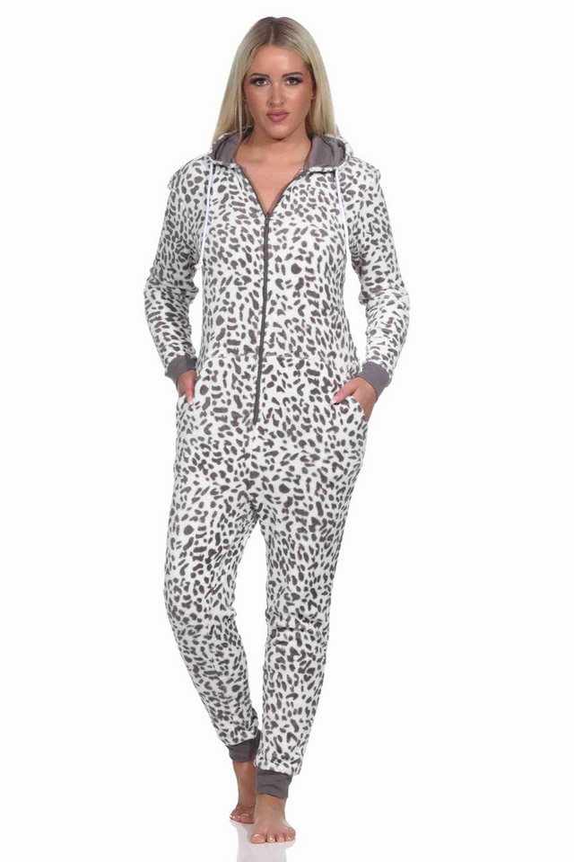 Normann Pyjama Damen Schlafanzug Einteiler Jumpsuit Overall aus Coralfleece von Normann