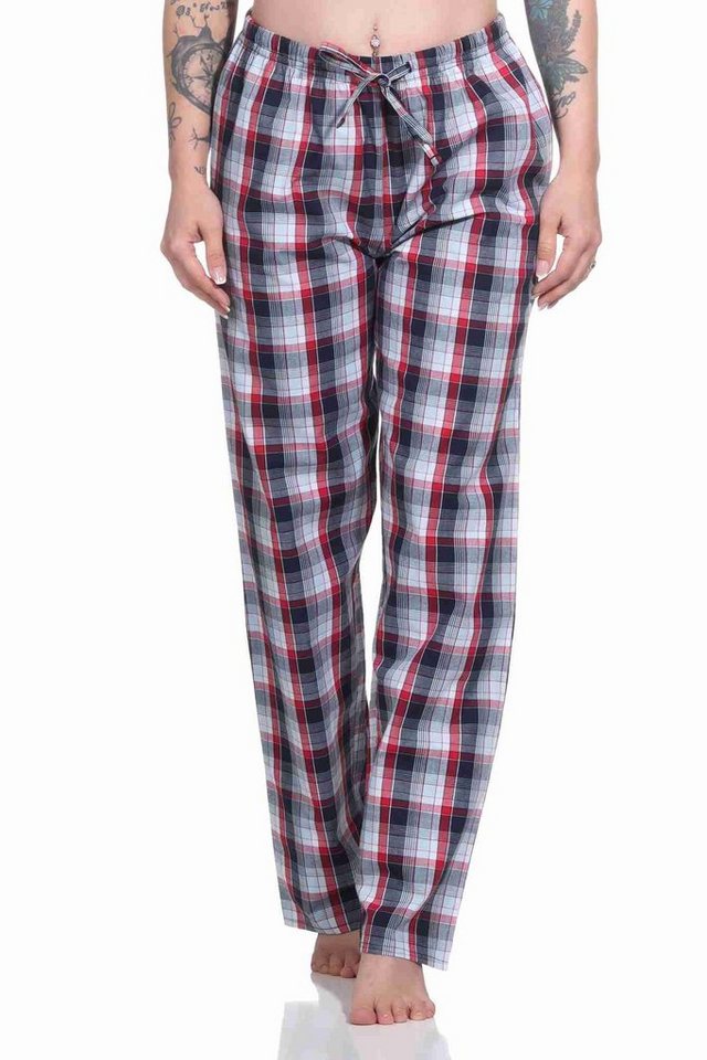 Normann Pyjama Damen Schlafanzug Hose lang gewebt aus Baumwolle – ideal zum relaxen von Normann