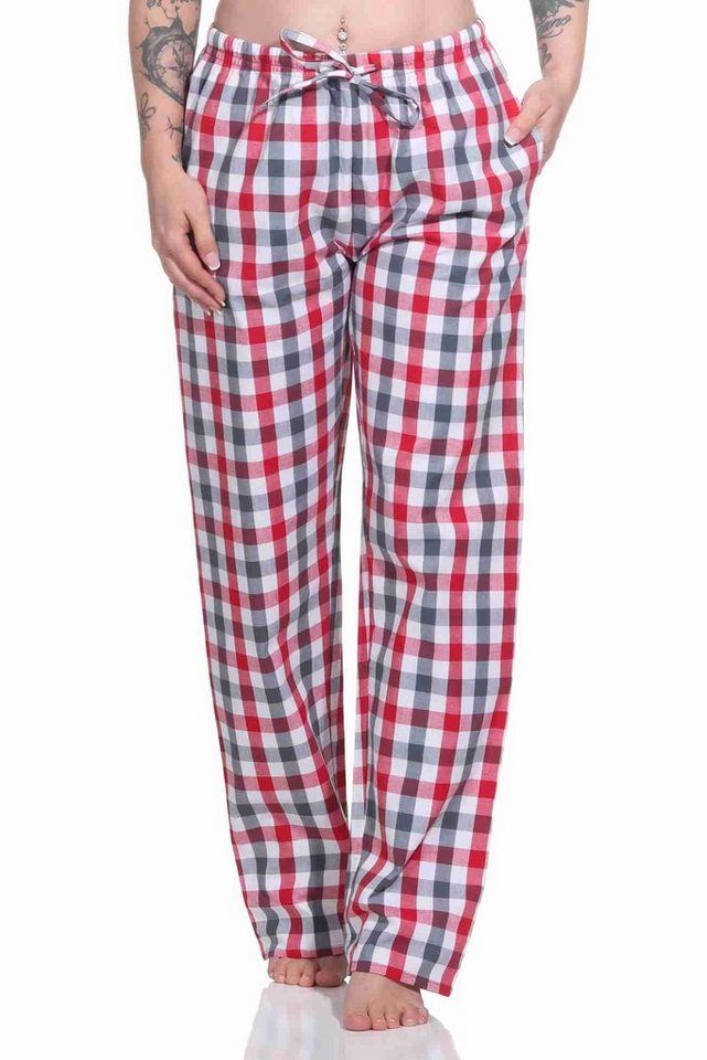 Normann Pyjama Damen Schlafanzug Hose lang gewebt aus Baumwolle – ideal zum relaxen von Normann