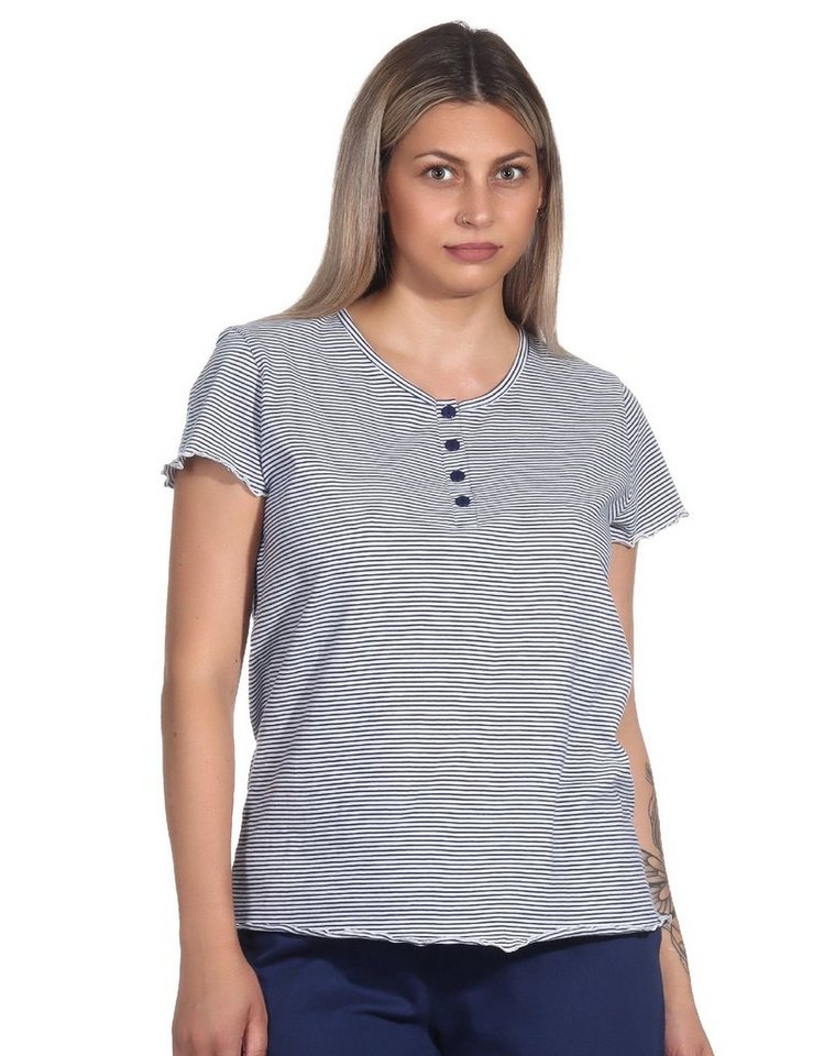 Normann Relaxanzug Damen Schlafanzug Shirt kurzarm Pyjama Oberteil Mix & Match von Normann