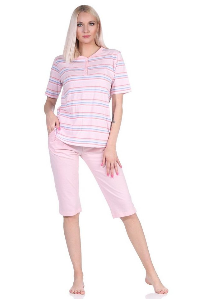 Normann Pyjama Damen Schlafanzug kurzarm Pyjama mit Caprihose von Normann
