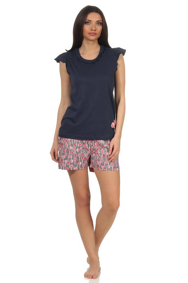 Normann Pyjama Damen Shorty Schlafanzug kurzarm im Lolli Lutscher lollipop Design von Normann