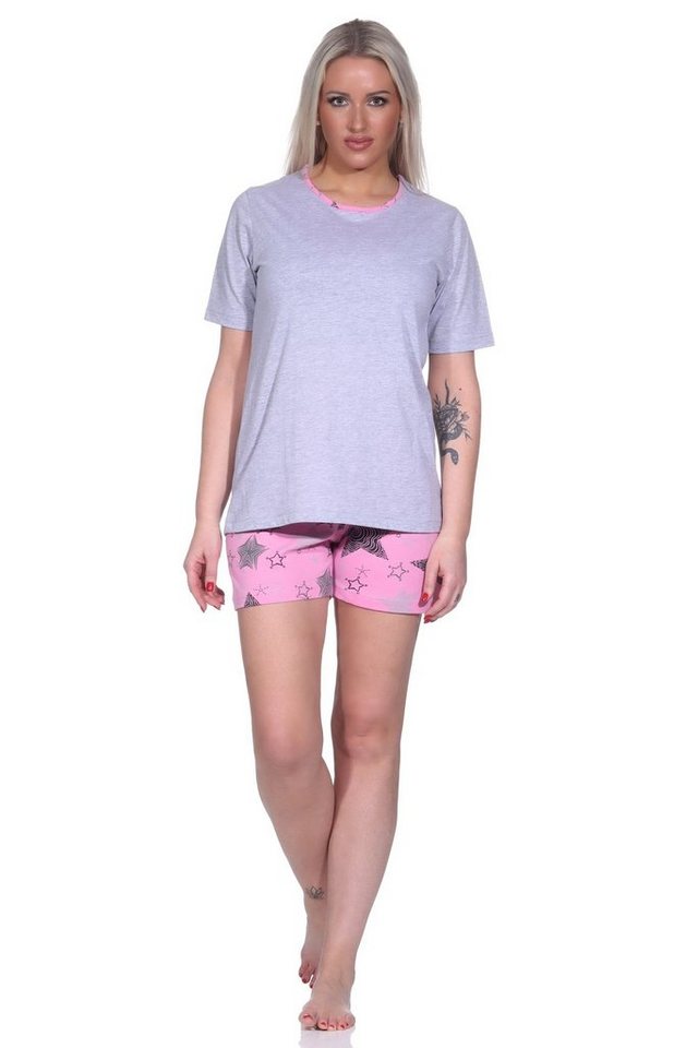 Normann Pyjama Damen Shorty Pyjama mit kurzen Shorts in Sterne-Optik - 123 10 783 von Normann