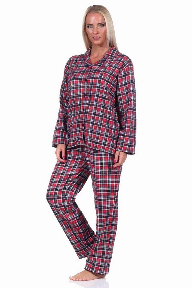 Normann Pyjama Damen langarm Flanell SchlafanzugSet kariert - 222 15 870 von Normann