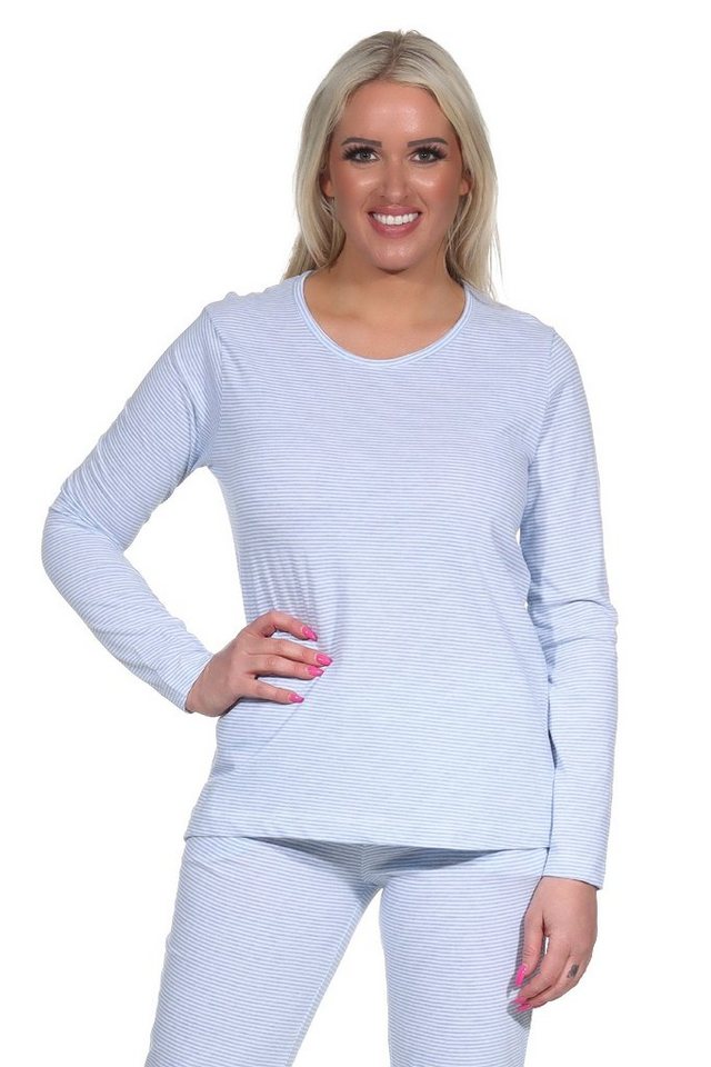 Normann Relaxanzug Damen langarm Schlafanzug Oberteil Shirt Mix & Match Streifenoptik von Normann