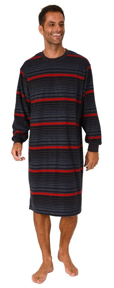 Normann Pyjama Edel aussehendes Herren Frottee Nachthemd langarm mit Bündchen von Normann