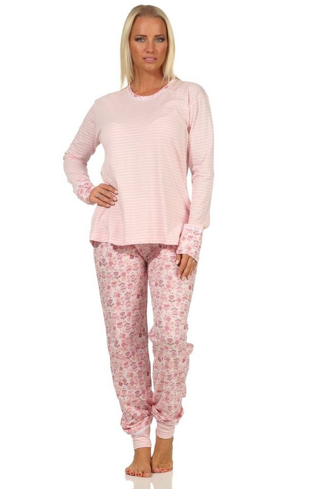 Normann Pyjama Damen Schlafanzug lang mit Bündchen und Spitze - auch in Übergrößen Normann Pyjama Damen Schlafanzug lang mit Bündchen und Spitze - auch in Übergrößen von Normann