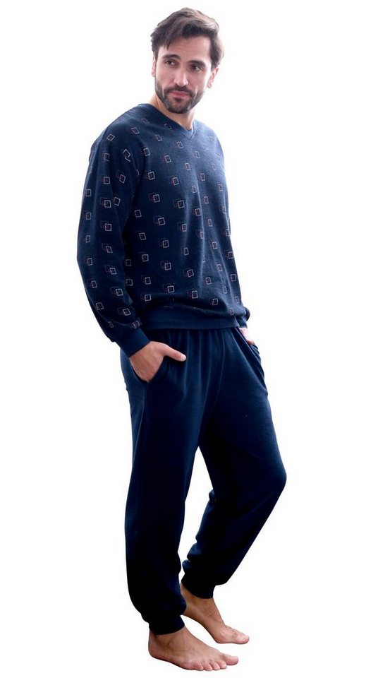 Normann Pyjama Herren Frottee Pyjama lang mit Bündchen - auch in Übergrößen von Normann