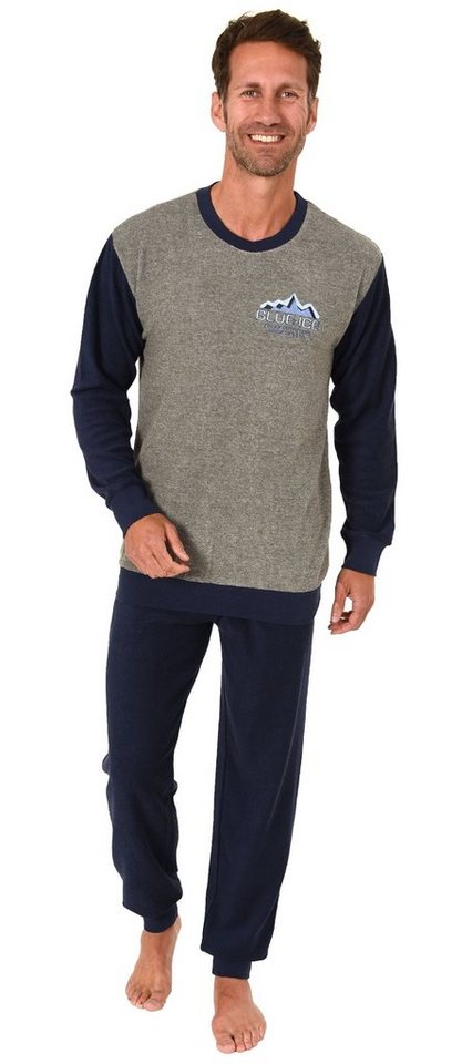Normann Pyjama Herren Frottee Pyjama langarm Schlafanzug mit Bündchen - 291 13 573 von Normann