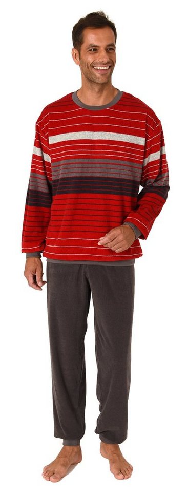 Normann Pyjama Herren Frottee Schlafanzug langarm mit Bündchen in Streifen-Look Normann Pyjama Herren Frottee Schlafanzug langarm mit Bündchen in Streifen-Look von Normann