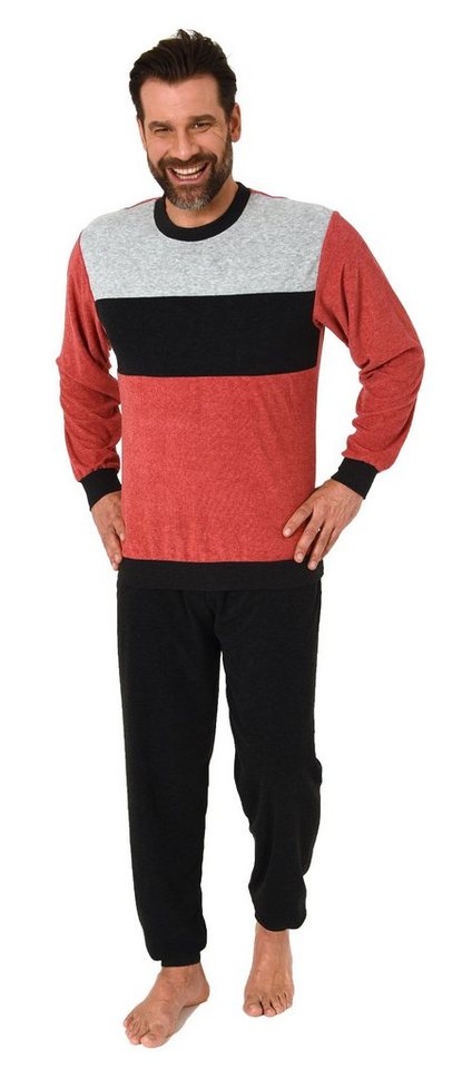 Normann Pyjama Herren Frottee langarm Schlafanzug mit Bündchen - auch in Übergrößen von Normann