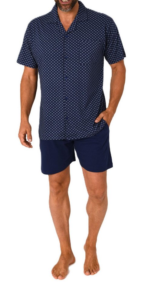 Normann Pyjama Herren Kurzarm Schlafanzug Shorty zum durchknöpfen, auch in Übergröße von Normann