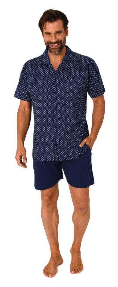 Normann Pyjama Herren Kurzarm Schlafanzug Shorty zum durchknöpfen, auch in Übergröße von Normann