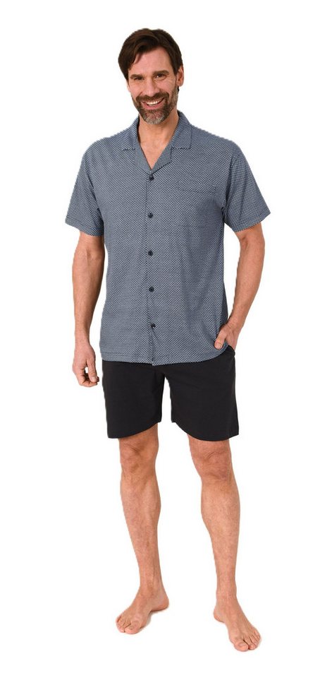 Normann Pyjama Herren Kurzarm Schlafanzug Shorty zum durchknöpfen, auch in Übergröße von Normann
