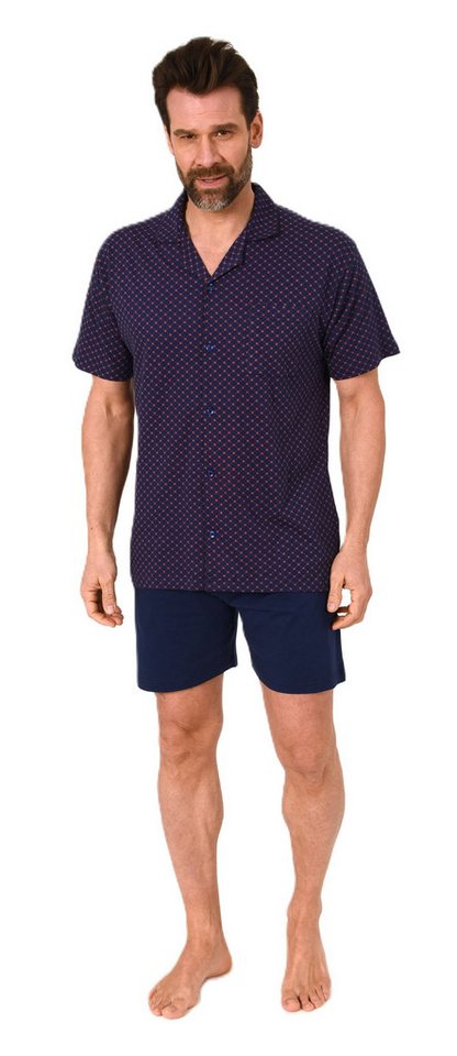 Normann Pyjama Herren Kurzarm Schlafanzug Shorty zum durchknöpfen, auch in Übergröße von Normann