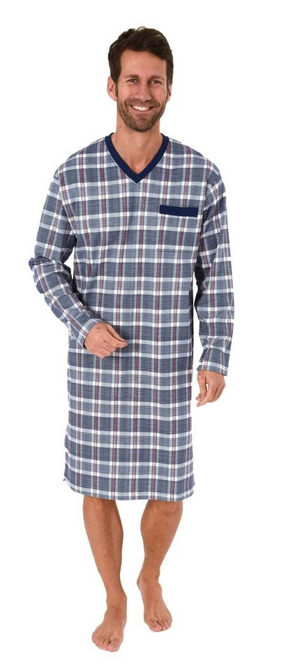 Normann Pyjama Herren Nachthemd langarm - auch in Übergröße bis Gr. 70 - kariert von Normann