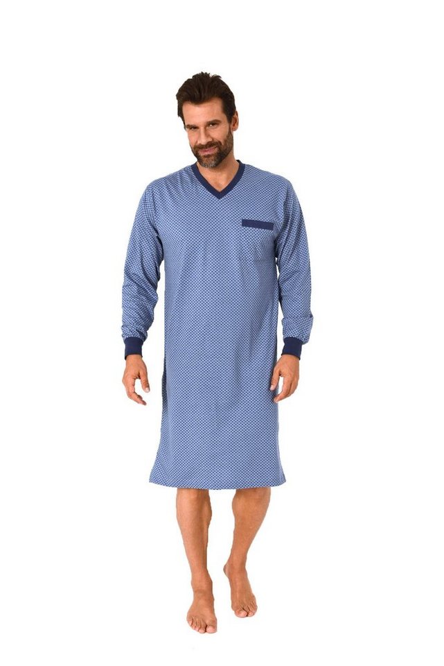 Normann Pyjama Herren Nachthemd langarm mit Bündchen - 67393 von Normann