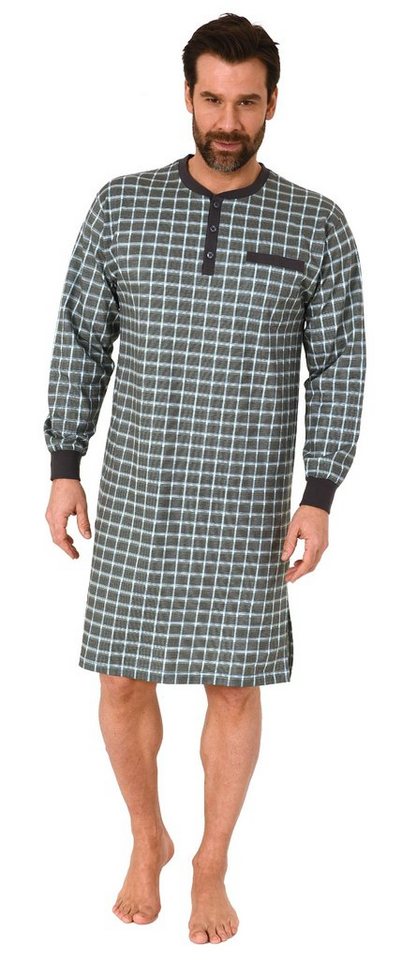 Normann Pyjama Herren Nachthemd mit Bündchen in Karo Optik - auch in Übergrößen von Normann