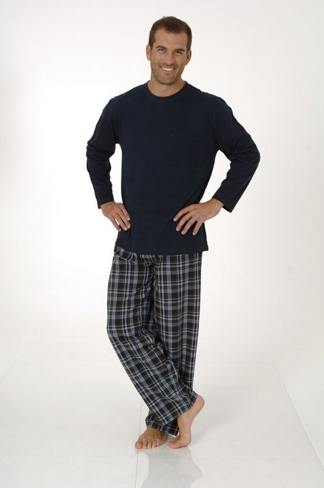 Normann Pyjama Herren Pyjama Mix& Match Schlafanzug, Hose gewebt, Oberteil Wirkware von Normann