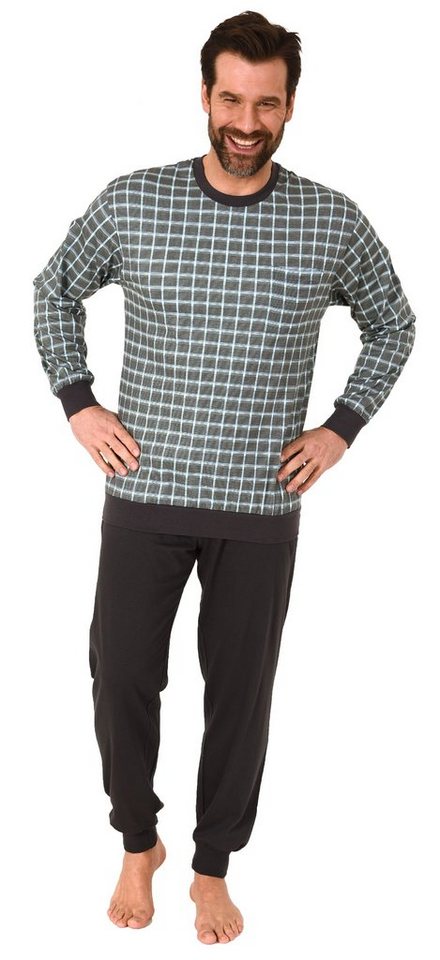 Normann Pyjama Herren Schlafanzug mit Bündchen in Karo Optik - auch in Übergrößen von Normann