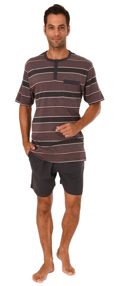 Normann Pyjama Herren Pyjama Shortie kurzarm Schlafanzug kurz in Streifenoptik von Normann
