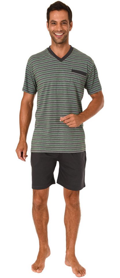 Normann Pyjama Herren Pyjama Shorty Schlafanzug kurzarm in Streifenoptik - 191 528 von Normann