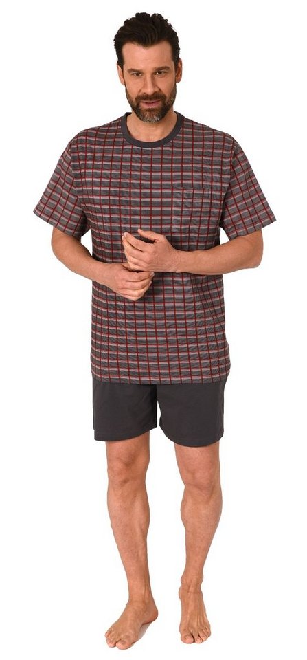 Normann Pyjama Herren Pyjama Shorty kurzarm in Karo Optik - auch in Übergrößen von Normann