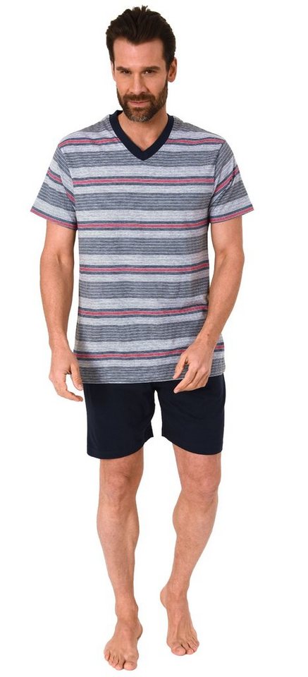 Normann Pyjama Herren Pyjama Shorty kurzarm Schlafanzug in Streifenoptik - 102 778 von Normann