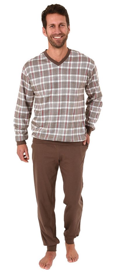 Normann Pyjama Herren Pyjama lang mit Bündchen – auch in Übergrössen bis Größe 70 von Normann