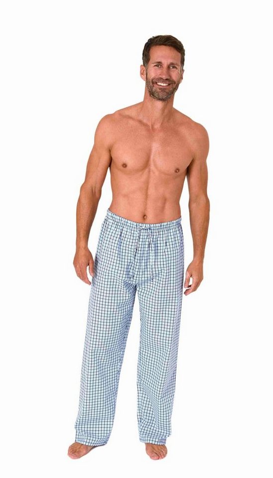 Normann Pyjama Herren Schlafanzug Hose lang kariert aus Baumwolle von Normann