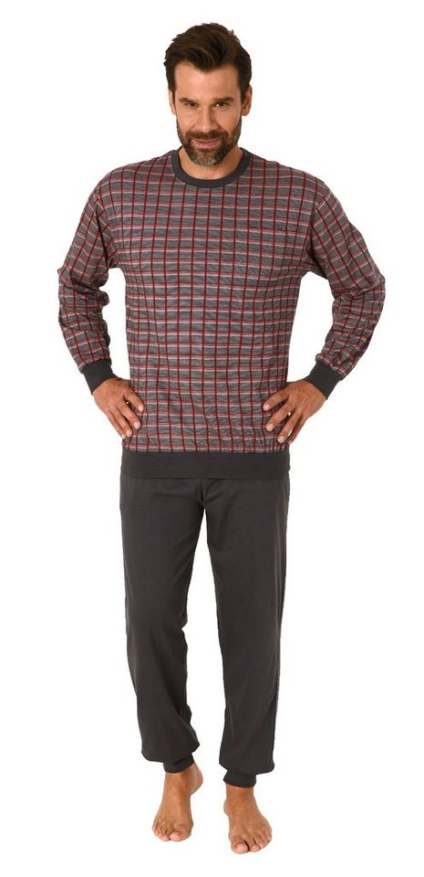 Normann Pyjama Herren Schlafanzug mit Bündchen in Karo Optik - auch in Übergrößen von Normann