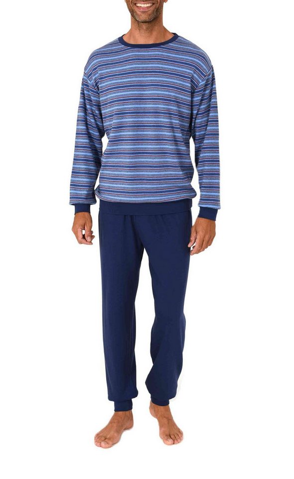 Normann Pyjama Herren Schlafanzug gesgtreift in warmer Kuschel Interlock Qualität von Normann
