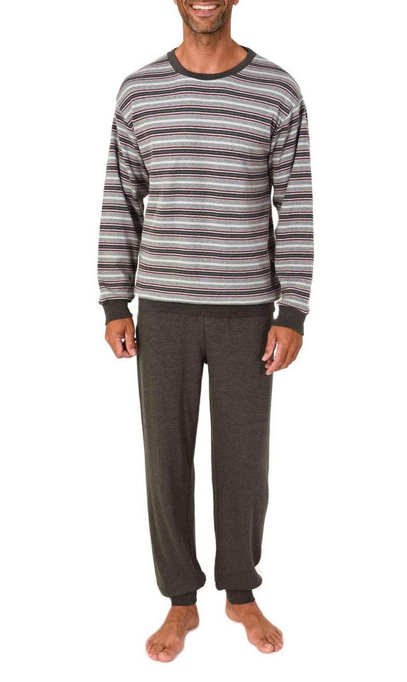 Normann Pyjama Herren Schlafanzug gesgtreift in warmer Kuschel Interlock Qualität von Normann