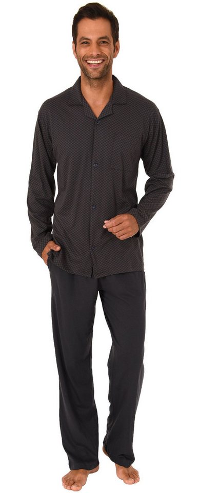 Normann Pyjama Herren Schlafanzug lang zum durchknöpfen - auch in Übergrößen von Normann