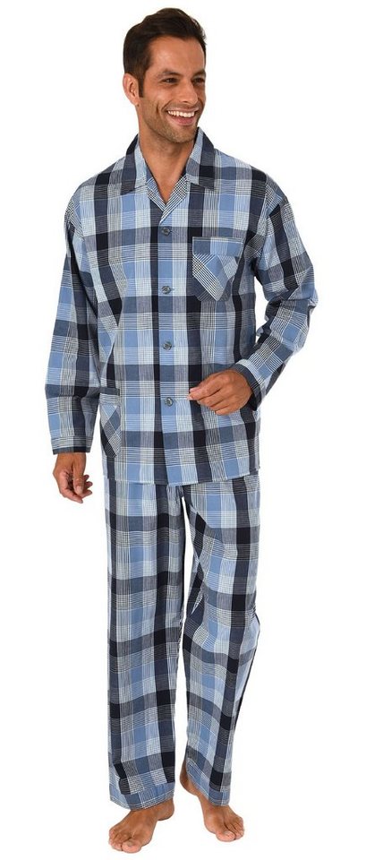 Normann Pyjama Gewebter Herren Pyjama, durchknöpfbarer Schlafanzug mit Streifen von Normann