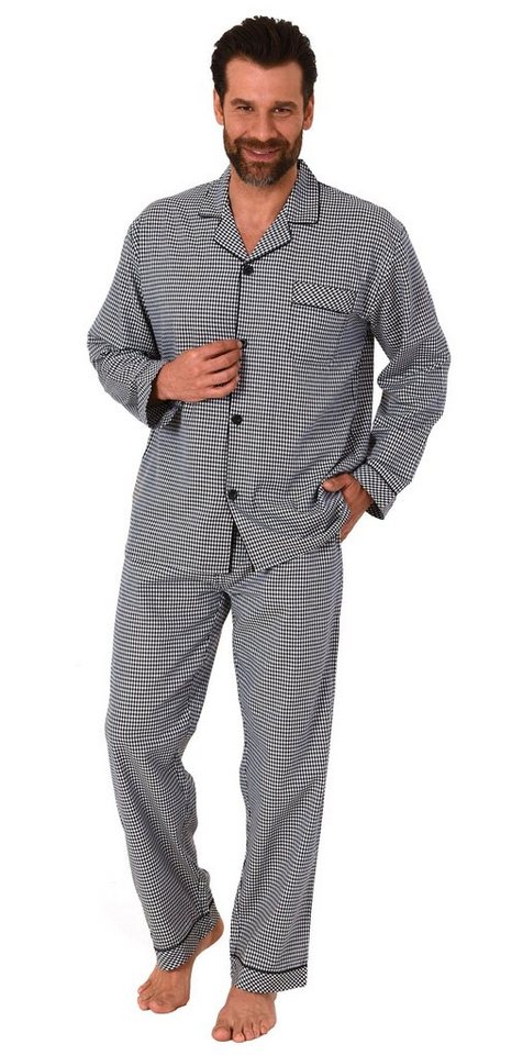Normann Pyjama Gewebter Herren Pyjama, durchknöpfbarer Schlafanzug mit Streifen von Normann