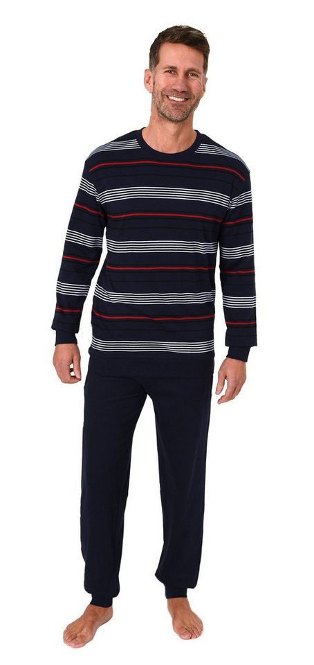 Normann Pyjama Herren Schlafanzug mit Bündchen in warmer Kuschel Interlock Qualität von Normann