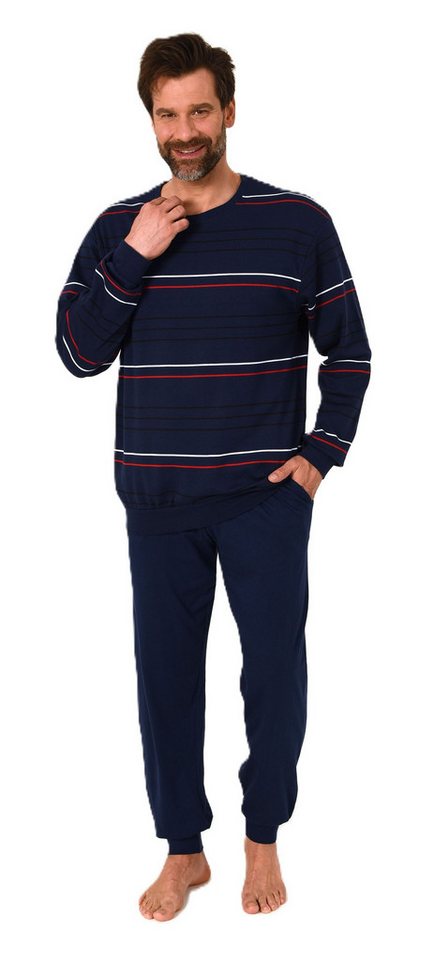 Normann Pyjama Herren Schlafanzug mit Bündchen in warmer Kuschel Interlock Qualität von Normann