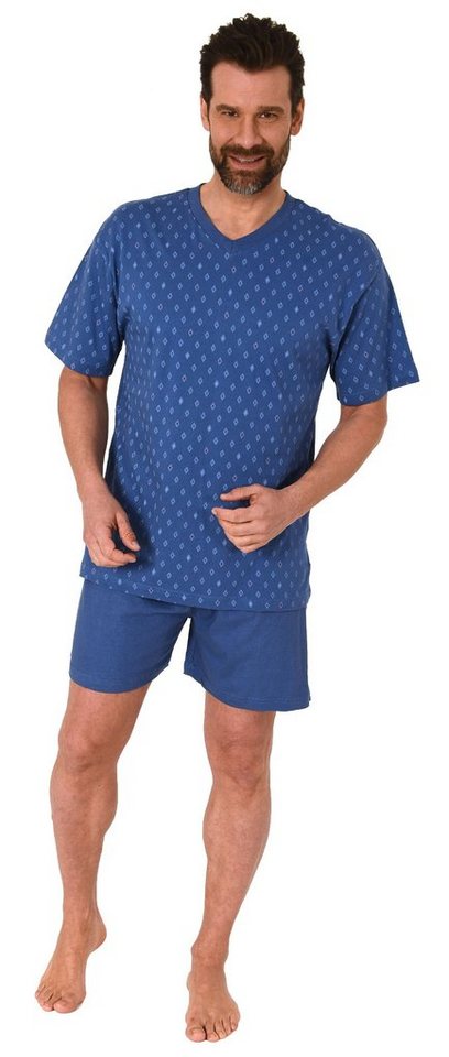 Normann Pyjama Herren Shorty Schlafanzug kurzarm mit V-Hals – 181 001 von Normann