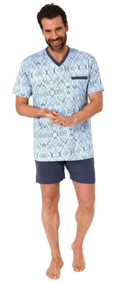 Normann Pyjama Herren Shorty Schlafanzug kurzarm mit grapischen Muster - 102 488 von Normann