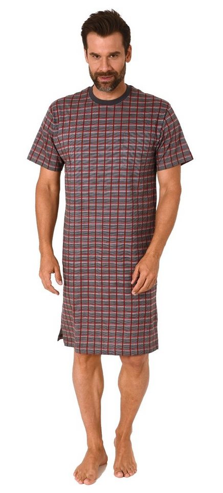 Normann Pyjama Herren kurzarm Nachthemd in Karo Optik - auch in Übergrößen von Normann