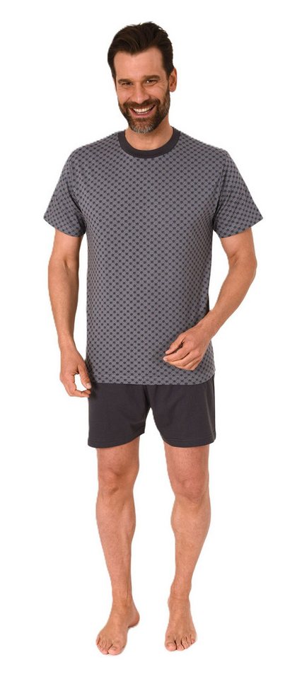 Normann Pyjama Herren kurzarm Schlafanzug Shorty Pyjama in Minimal-Print-Optik von Normann