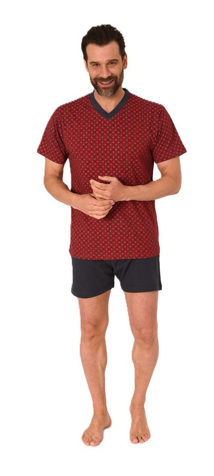 Normann Pyjama Herren kurzarm Schlafanzug Shorty Pyjama mit V-Hals von Normann