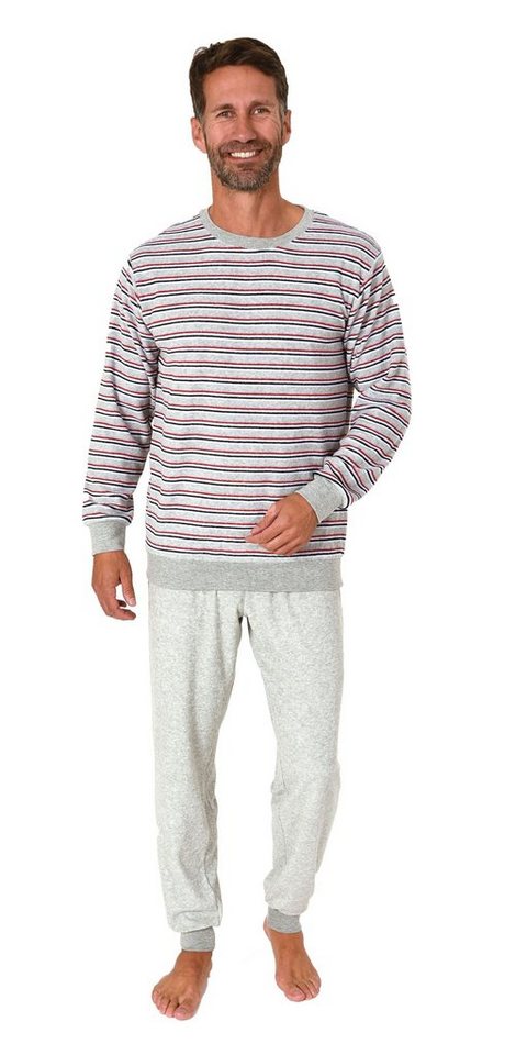 Normann Pyjama Herren langarm Frottee Schlafanzug mit Bündchen - auch in Übergrößen von Normann