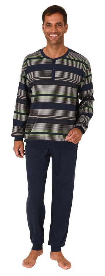 Normann Pyjama Herren Schlafanzug mit Bündchen in warmer Kuschel Interlock Qualität von Normann