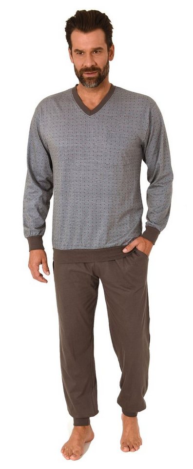 Normann Pyjama Herren langarm Schlafanzug mit Bündchen Pyjama in einer edlen Optik von Normann
