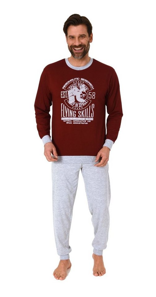 Normann Pyjama Herren langarm Schlafanzug mit Bündchen Pyjama in tollen Farben von Normann