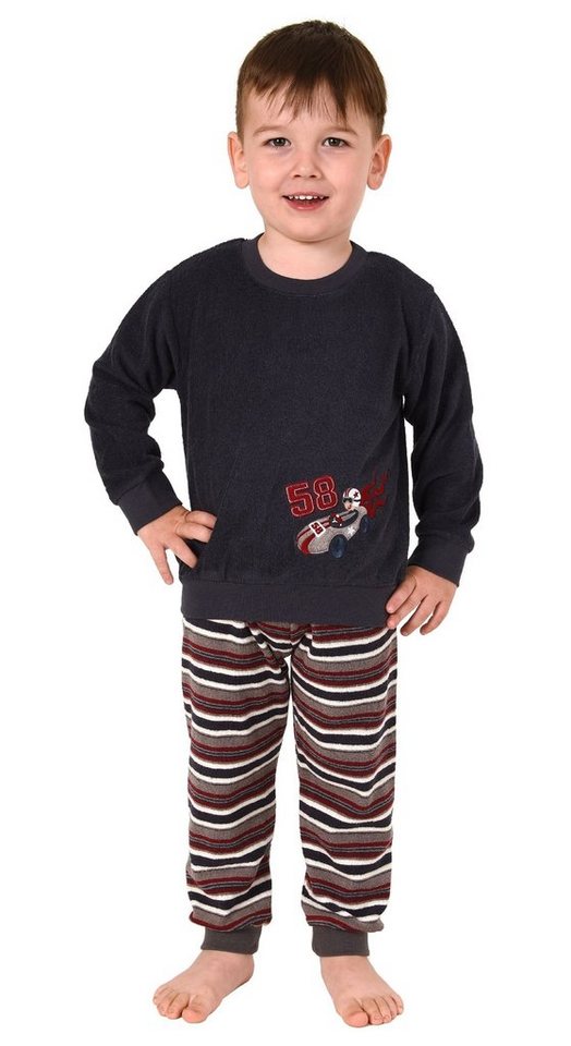 Normann Pyjama Jungen Frottee Pyjama langarm mit Bündchen und Renn Auto Motiv von Normann